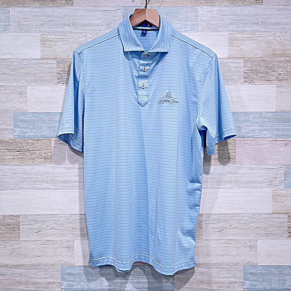 STITCH Performance Golf Polo Shirt Blue Stripe King & Prince Golf Mens Medium